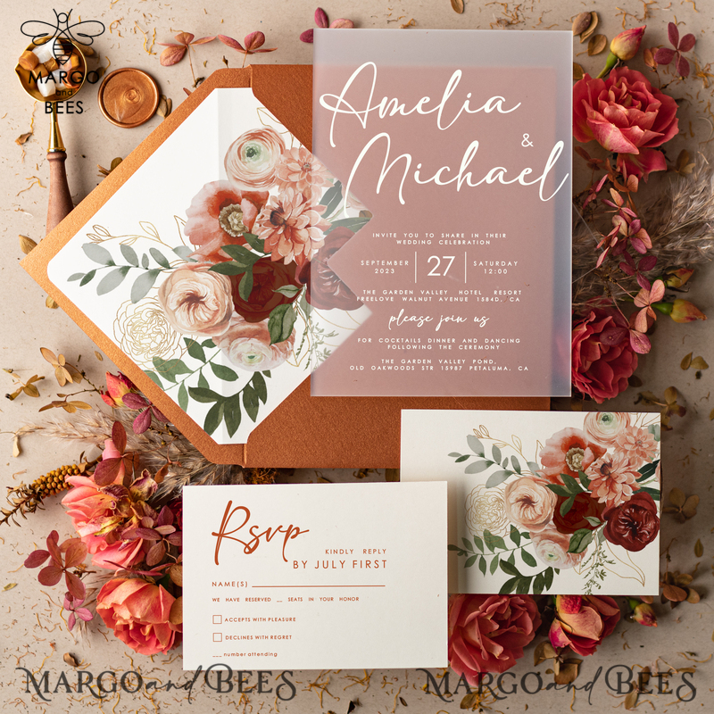 Stunning wedding invitations, Elegant wedding invitations • Romantic Wedding Invitation Suite • Handmade wedding Stationery-0