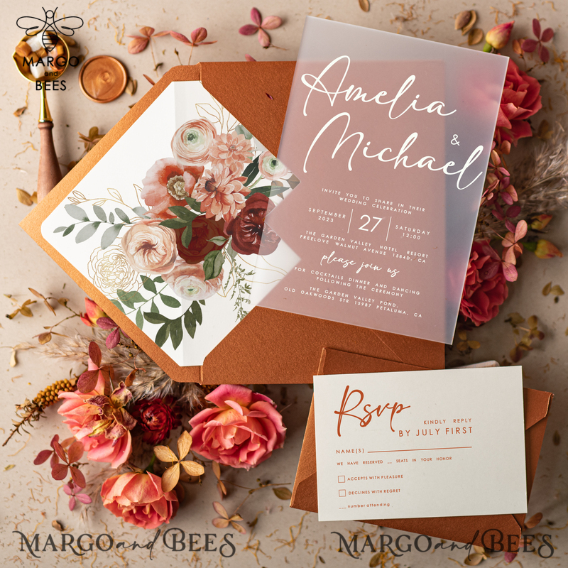 Stunning wedding invitations, Elegant wedding invitations • Romantic Wedding Invitation Suite • Handmade wedding Stationery-2