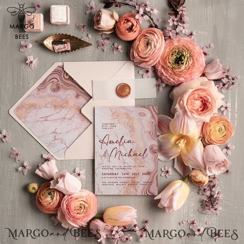 Blush Pink and Marble: Romantic and Affordable Wedding Invitations-2