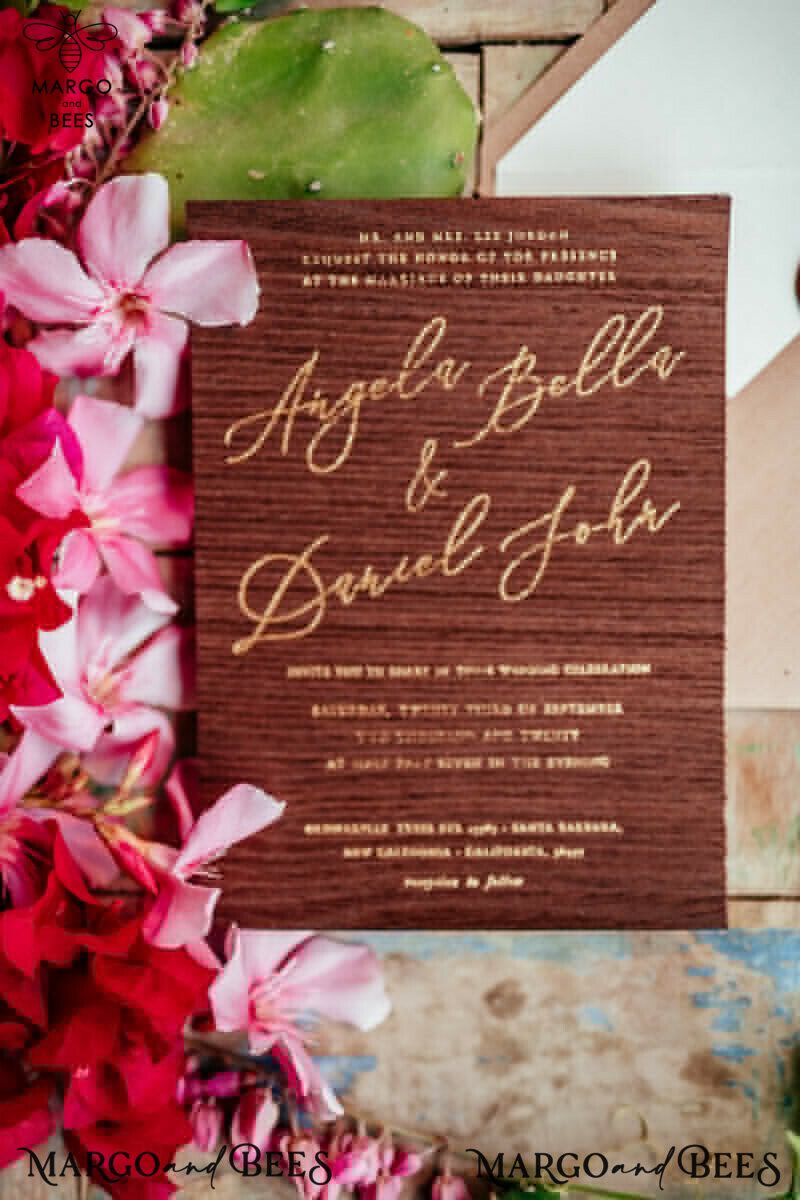 Wooden invitation with decorative font -4