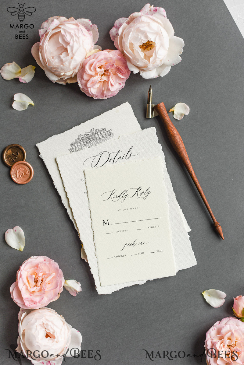 Wedding invitations handmade, Elegant wedding invitations • Romantic Wedding Invitation Suite • Handmade wedding Stationery-16