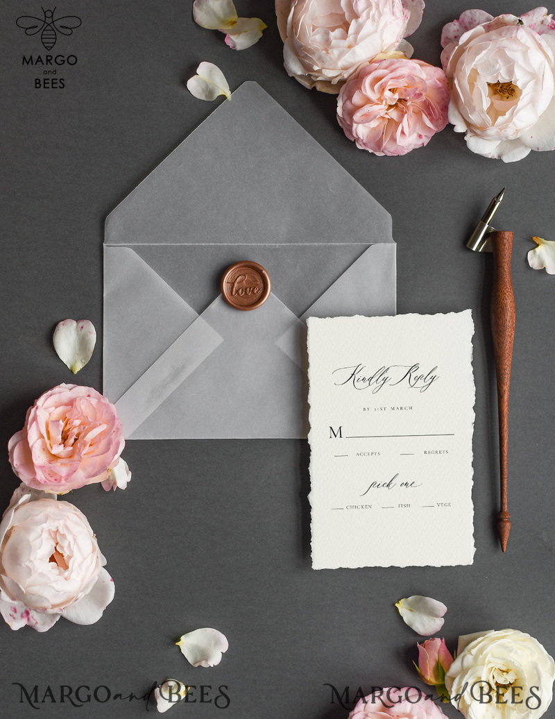 Wedding invitations handmade, Elegant wedding invitations • Romantic Wedding Invitation Suite • Handmade wedding Stationery-23