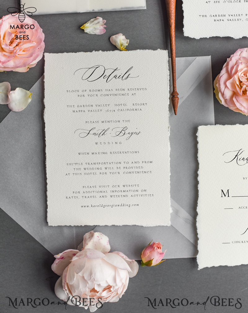 Wedding invitations handmade, Elegant wedding invitations • Romantic Wedding Invitation Suite • Handmade wedding Stationery-6