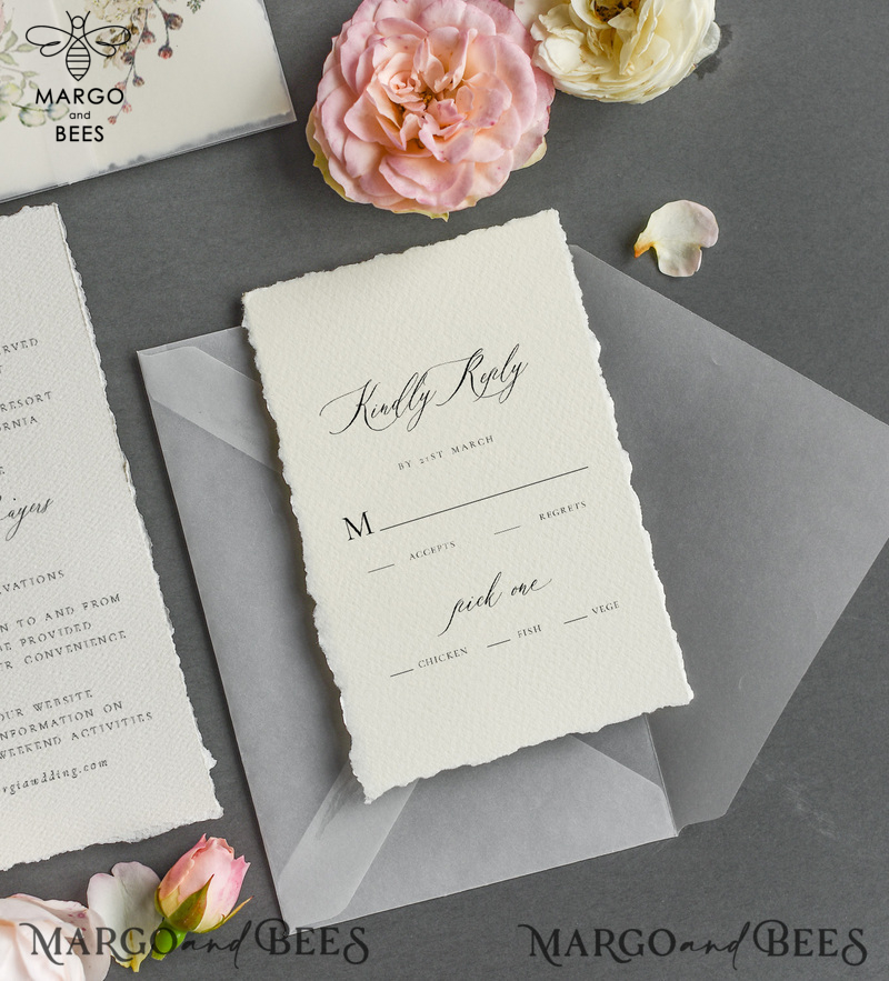 Wedding invitations handmade, Elegant wedding invitations • Romantic Wedding Invitation Suite • Handmade wedding Stationery-9