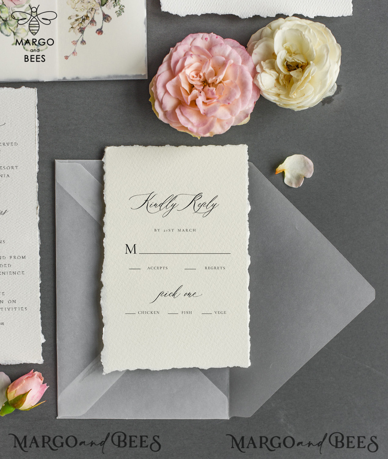 Wedding invitations handmade, Elegant wedding invitations • Romantic Wedding Invitation Suite • Handmade wedding Stationery-10