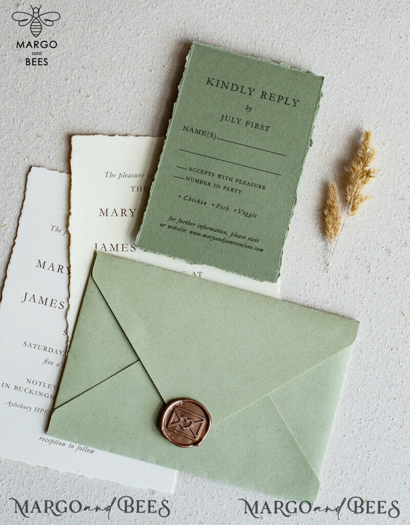 Vintage Sage Green Wedding Invitations, Elegant Greenery Wedding Invites, Handmade Vellum Wedding Invitation Suite, Minimalistic Green Wedding Cards-14