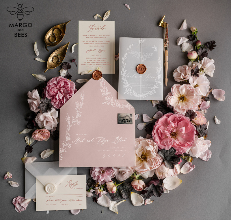 Best wedding invitations, elegant wedding invitations • Romantic Wedding Invites • Handmade wedding Stationery-5