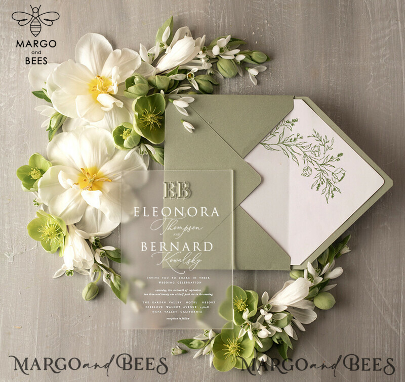 Bespoke Luxury Olive Wedding Invitations: Elegant Tuscany Wedding Invites for a Romantic Italian Destination Wedding-3
