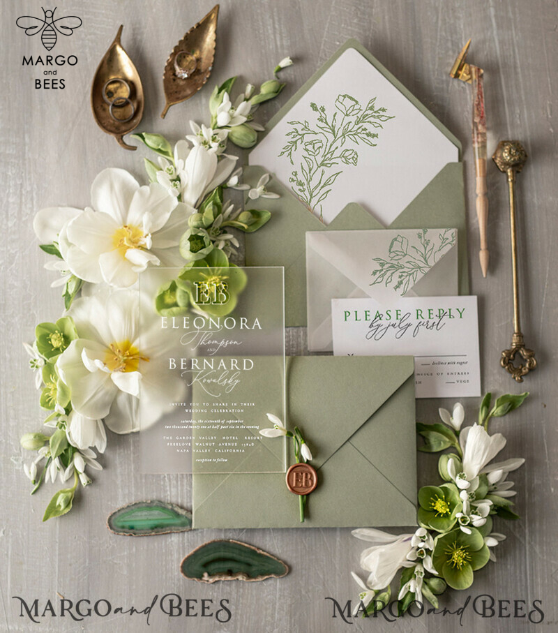 Bespoke Luxury Olive Wedding Invitations: Elegant Tuscany Wedding Invites for a Romantic Italian Destination Wedding-0