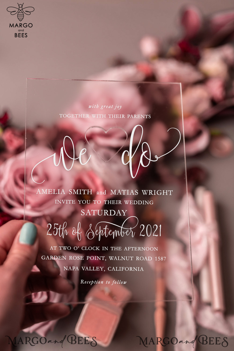 Blush wedding invitations with romantic transparent acryl 3mm -13