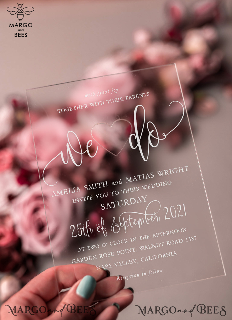 Blush wedding invitations with romantic transparent acryl 3mm -15