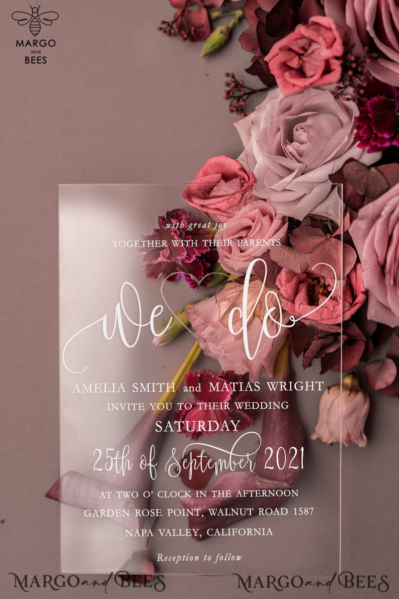  Elegant Acrylic Plexi Wedding Invites, Romantic Blush Pink Wedding Invitations, Bespoke Vellum Wedding Cards, Luxury Pink Wedding Invitation Suite-15
