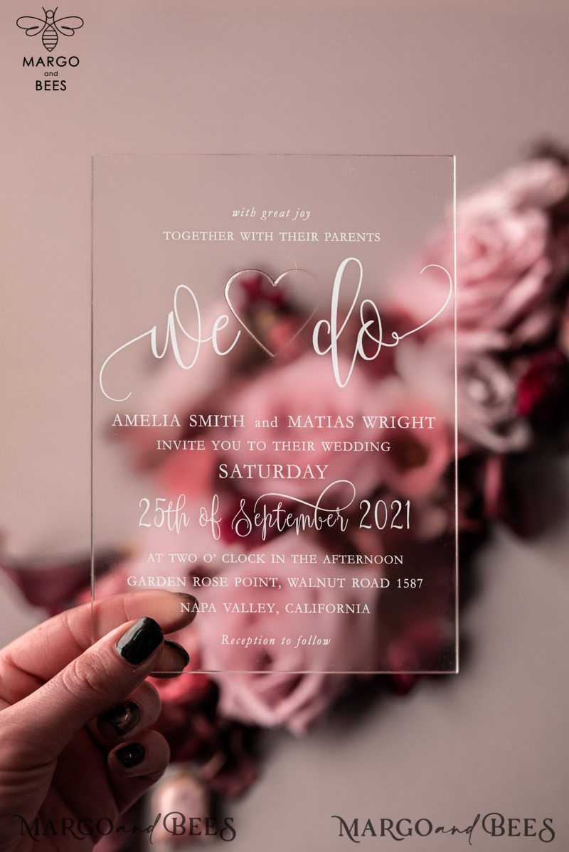 Blush wedding invitations with romantic transparent acryl 3mm -19