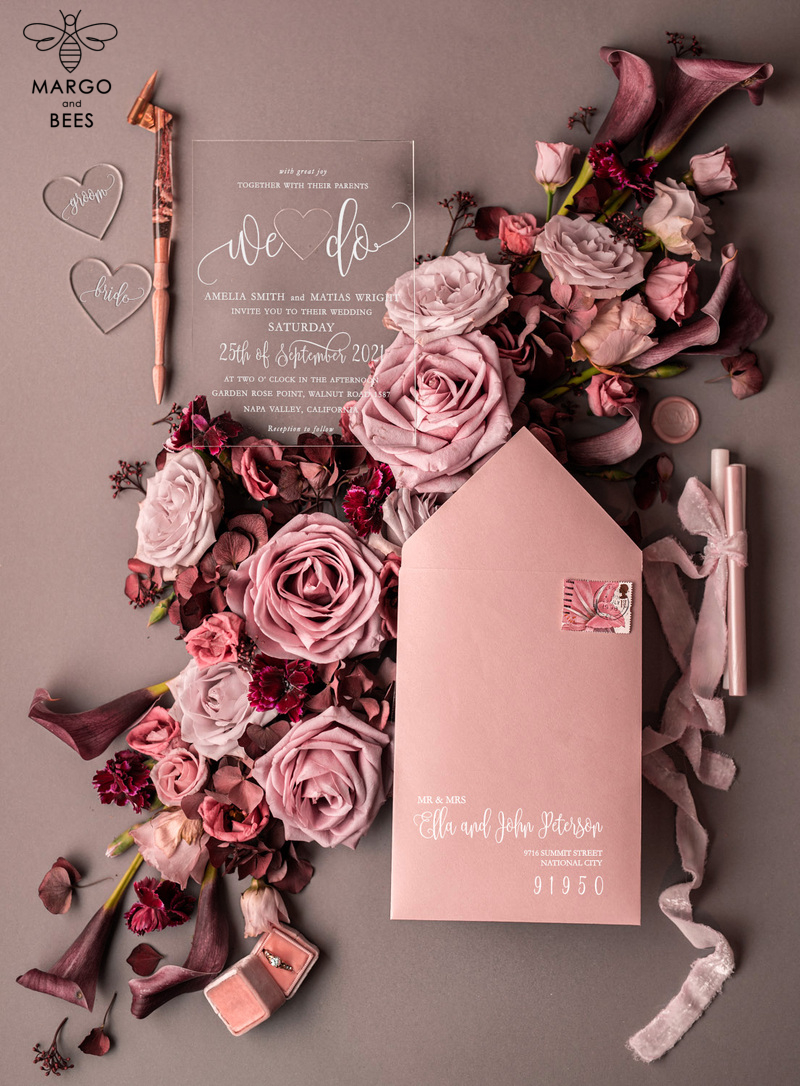 Blush wedding invitations with romantic transparent acryl 3mm -31