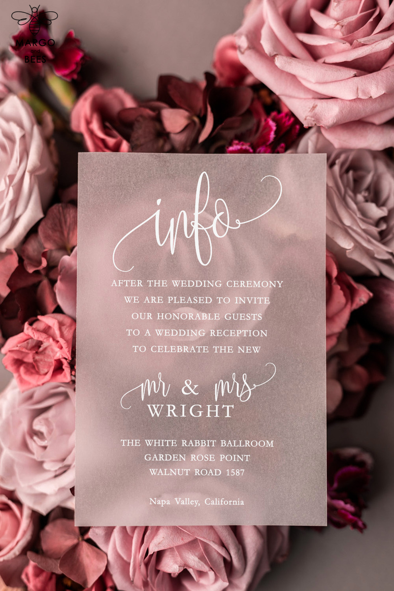 Blush wedding invitations with romantic transparent acryl 3mm -32