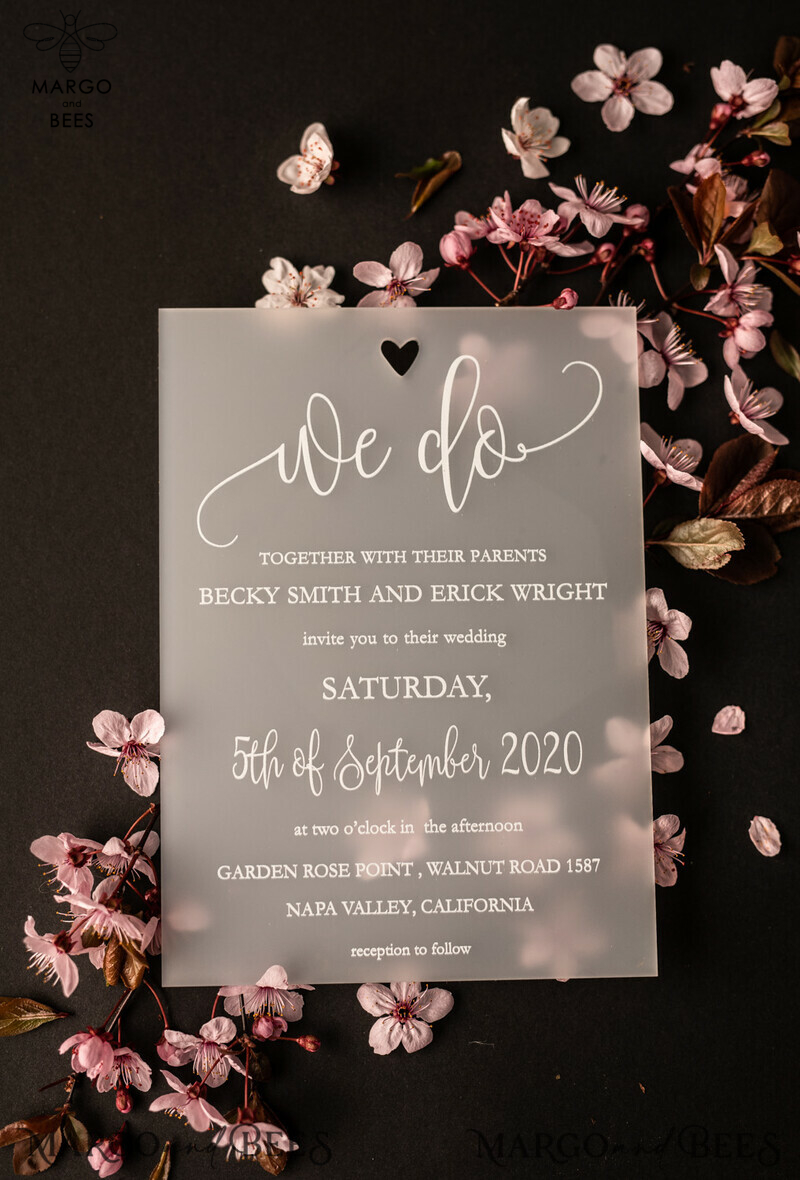 Exquisite Frozen Acrylic Plexi Wedding Invitations with Romantic Blush Pink and Elegant Peony Designs: Classy and Minimalistic Wedding Stationery-19