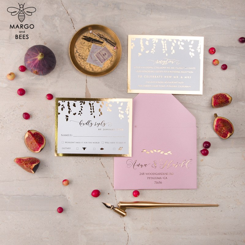 luxory wedding invitations, shiny glitter style invites, elegant romantic wedding invitation suite-5
