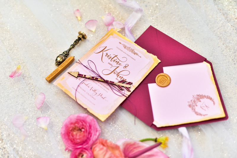 Marsala nad Gold Wedding Invitations, Indian Wedding Cards, Boho Glamour Wedding stationery-1
