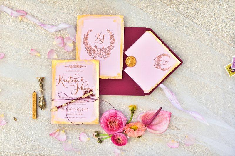 Marsala nad Gold Wedding Invitations, Indian Wedding Cards, Boho Glamour Wedding stationery-5