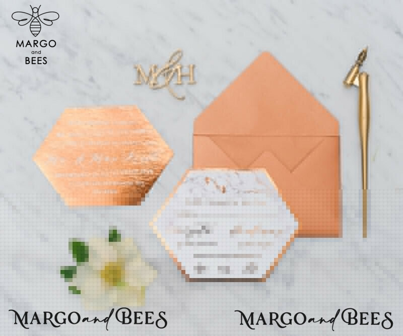 Luxury Copper Marble Wedding Invitations: Glamour and Elegance Combined
Glamour Glitter Wedding Invites: Sparkling and Sophisticated
Elegant Geometric Wedding Cards: Modern and Chic Stationery
Bespoke Orange Wedding Stationery: Customized and Vibrant Designs-5