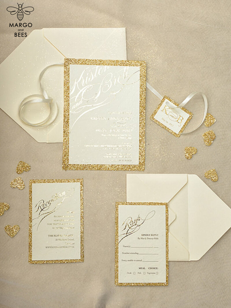 Handmade wedding invitation hot foil stamping stationery   -4