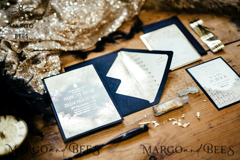 Exquisite Luxury Golden Shine Wedding Invitations: Elevate your Special Day with Glamour and Elegance-14