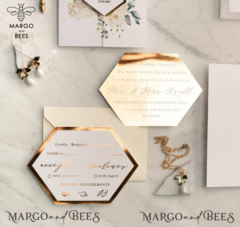 Luxory gold Wedding Invitations,  Ivory Elegant Wedding Stationery,  Golden Elegant Wedding Invitations Suite-4