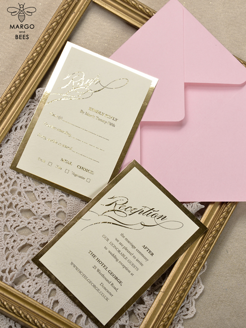 Handmade wedding invitation gold glitter theme stationery   -2