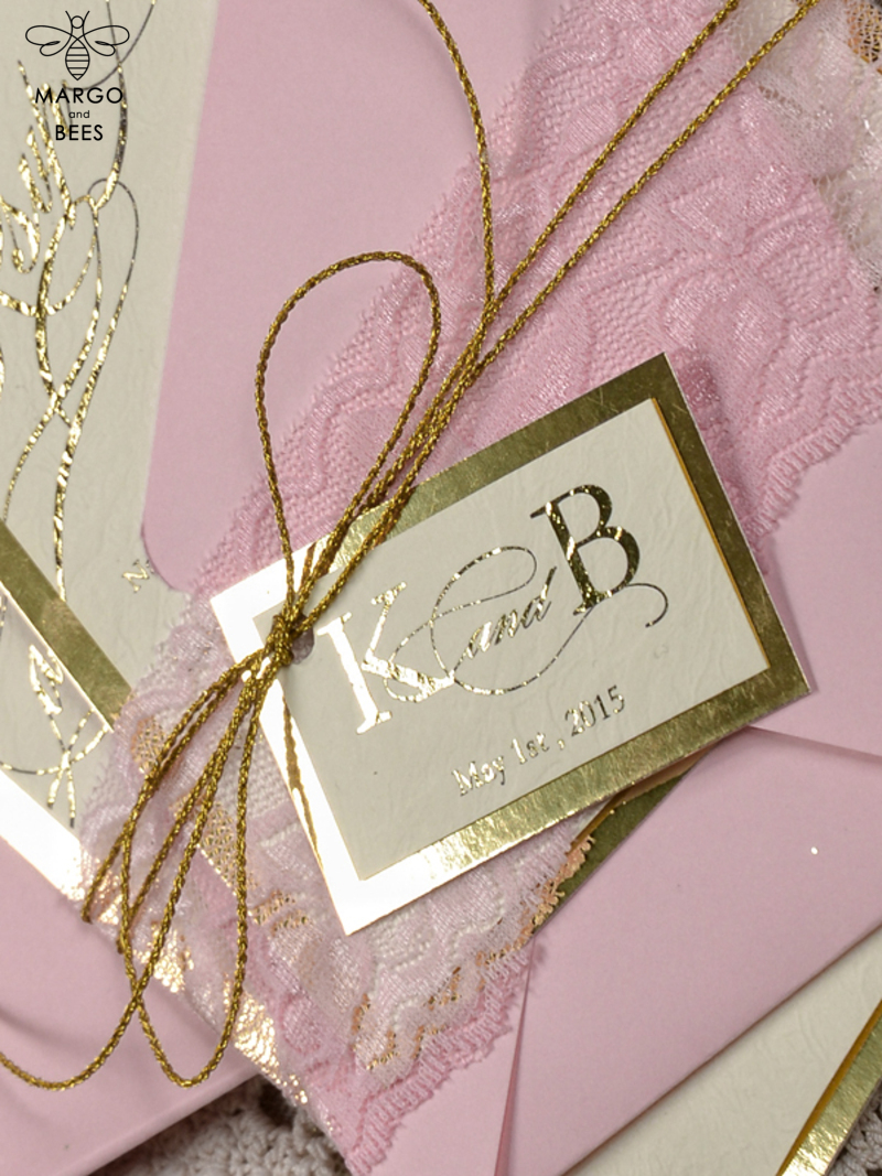 Handmade wedding invitation gold glitter theme stationery   -4