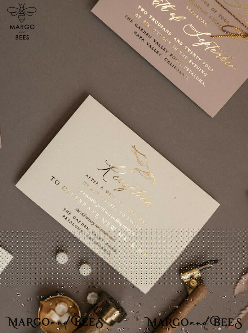 Gold Shimmer Wedding Invites, Blush Pink Glitter Wedding Cards, Glamour Golden Wedding Invitation Suite, Romantic Affordable Wedding Stationery-6