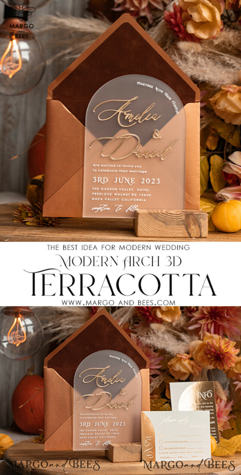 Elegant Fall Terracotta Modern Arch 3D Wedding Invitation Suite with Bespoke Frozen Acrylic Gold Touches
Luxury Velvet Wedding Invitations with Frosted Plexi Glass and Golden Names
Glamour Wedding Invitation Suite featuring 3D Gold Mirror and Fall Copper Invites
Exquisite Wedding Cards: A Perfect Blend of Style and Sophistication-3