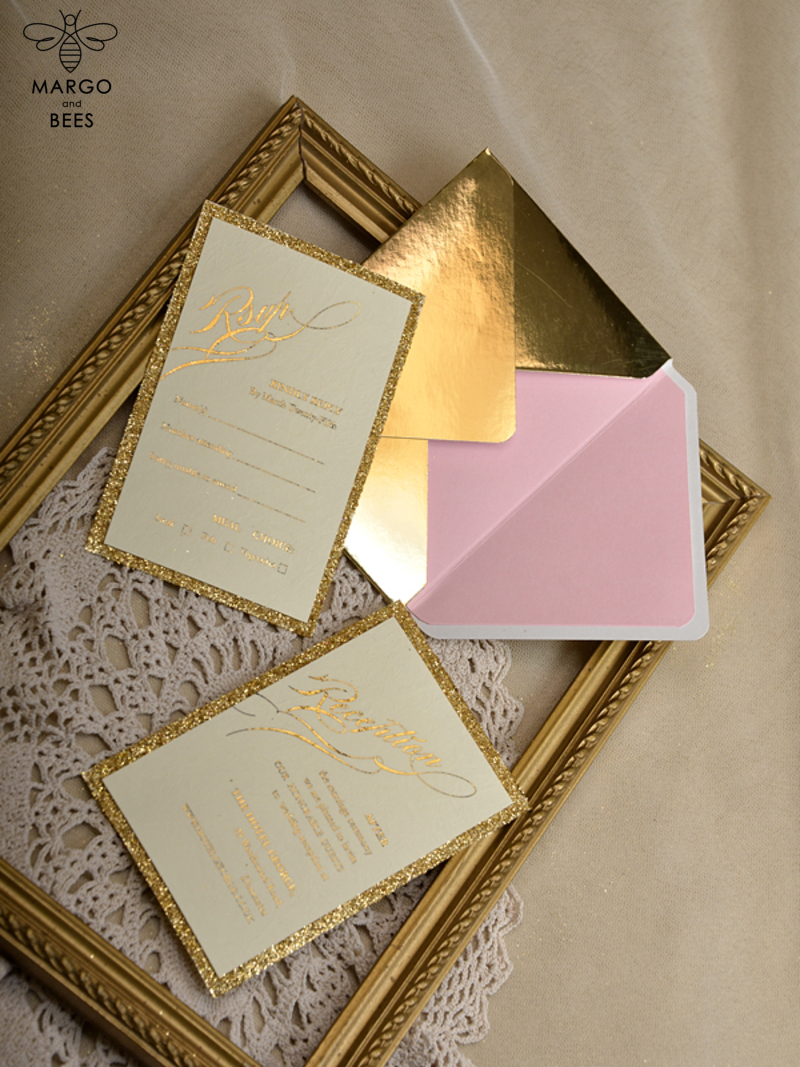 Glitter Luxory Golden Wedding Ivitations, Elegant Wedding Invites , Gold  wedding Cards,-1