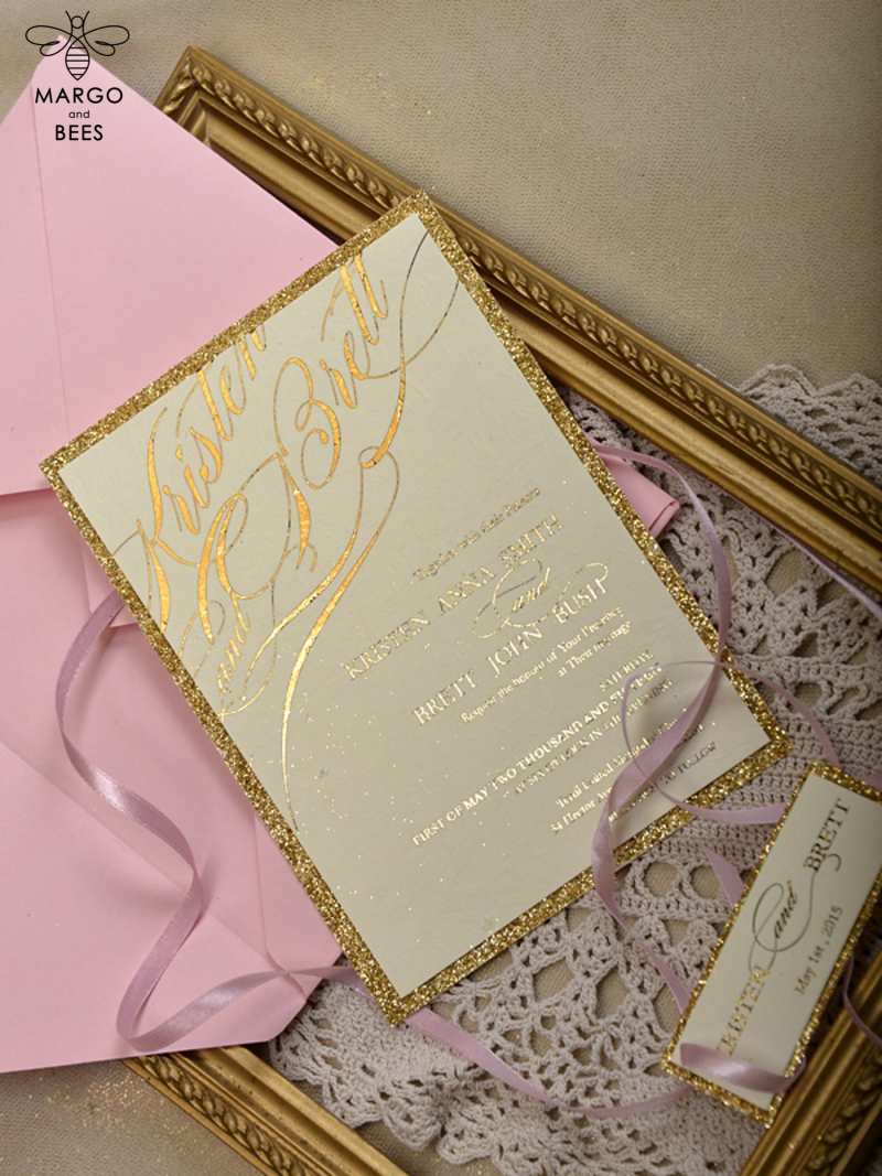 Glitter Luxory Golden Wedding Ivitations, Elegant Wedding Invites , Gold  wedding Cards,-2