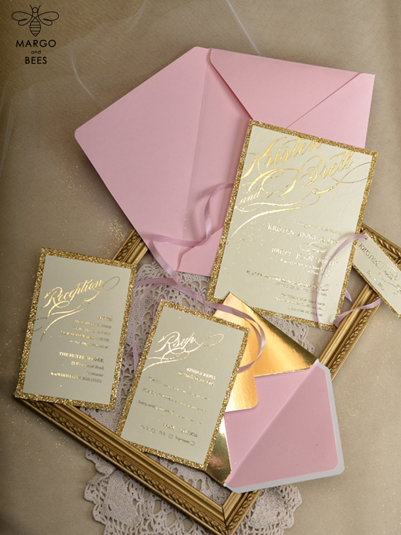 Glitter Luxory Golden Wedding Ivitations, Elegant Wedding Invites , Gold  wedding Cards,-3