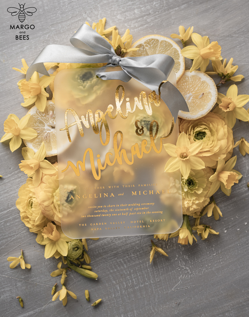 Elegant Luxury Wedding invitations, Grey and Gold Wedding stationery , Vellum  Wedding Invitation Suite-1