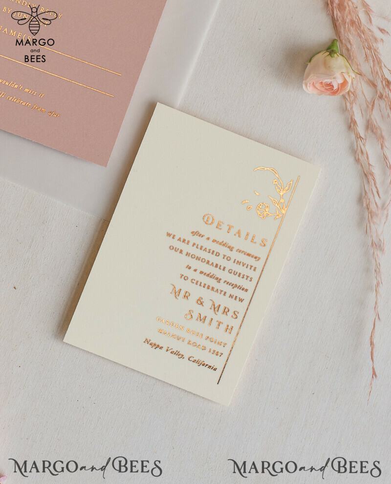 Elegant Blush Pink Wedding Invitations: Handmade Cards for a Romantic and Glamorous Vibe - Introducing Our Bespoke Vellum Wedding Invitation Suite-10