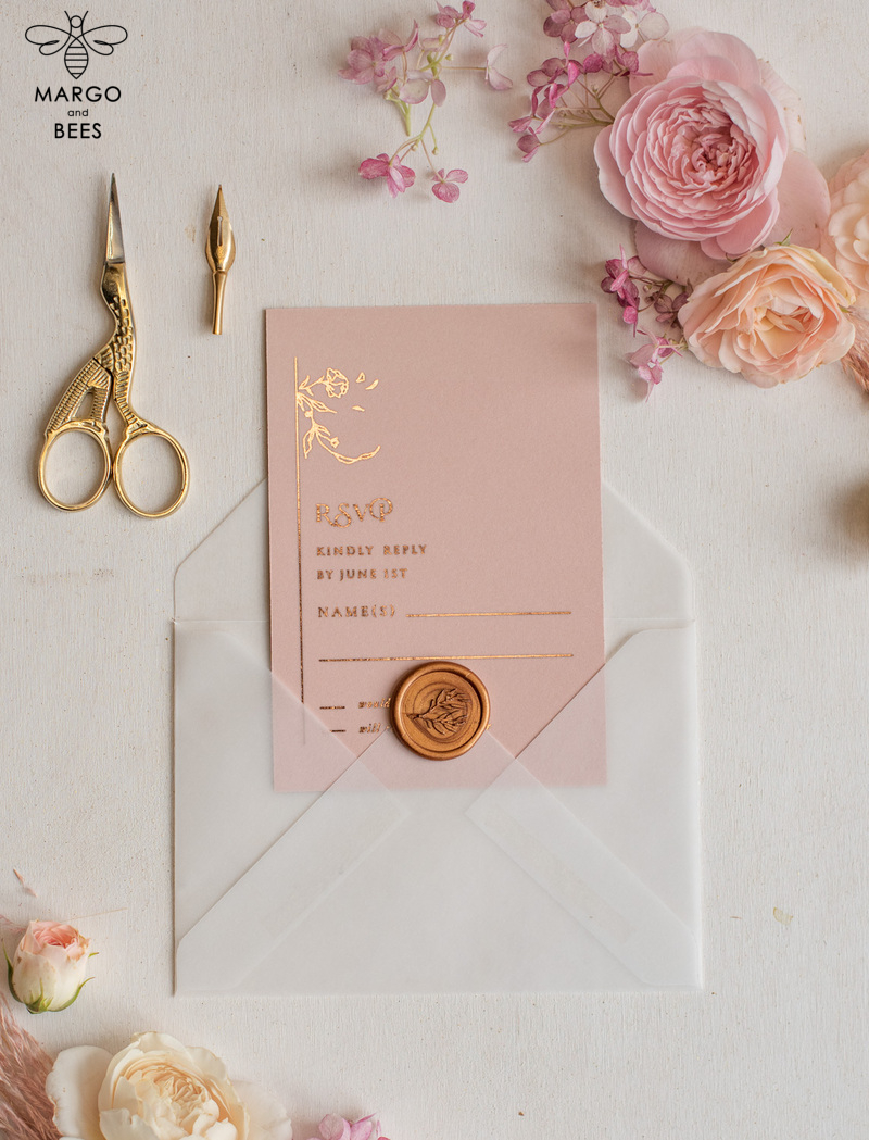 Luxury gold rose gold wedding invitations, elegant wedding cards, blush and pink wedding stationery -11