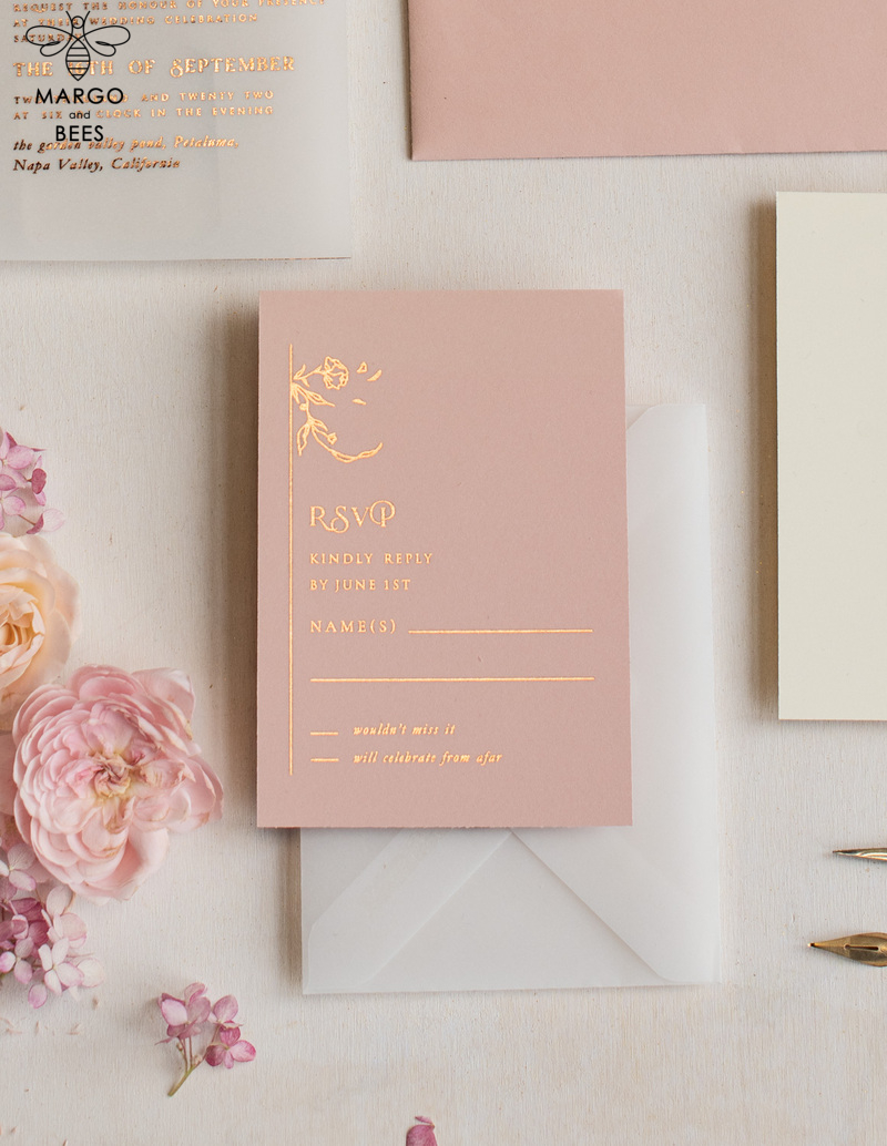 Luxury gold rose gold wedding invitations, elegant wedding cards, blush and pink wedding stationery -6