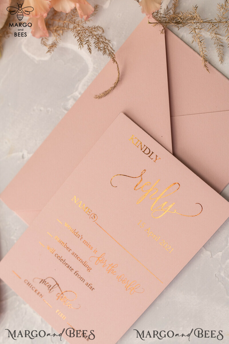 Bespoke wedding invitations, Gold Vellum Wedding Invitation Suite, Pink We Do Wedding Stationery  -12