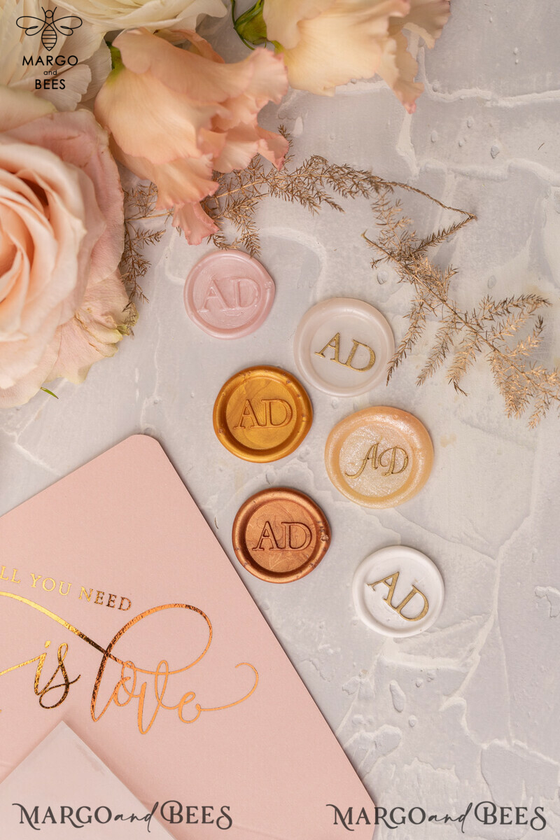 Glamour Vellum Wedding Invitations: Golden Shine, Romantic Blush Pink Stationery, Elegant Gold Foil Invites-16