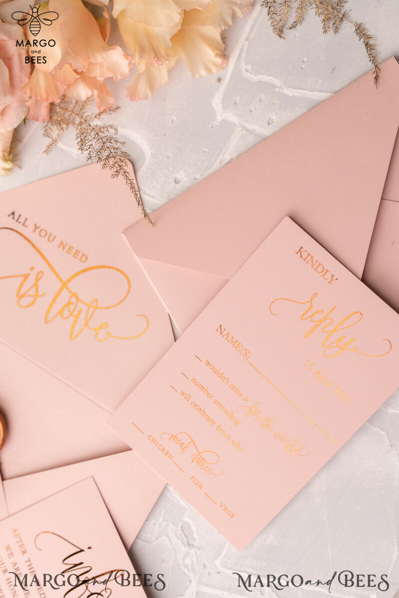 Gorgeous Glamour: Vellum Wedding Invitations with a Golden Shine and Romantic Blush Pink Wedding Stationery featuring Elegant Gold Foil Wedding Invites-20