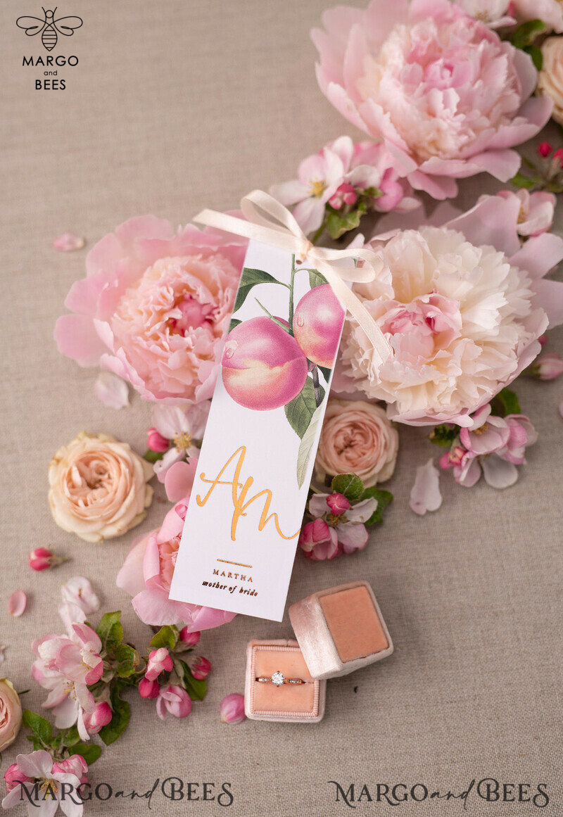 Peach Rose Gold wedding invitations, Blush Roses  Vellum Wedding Invites, Luxory Modern Wedding Cards -6