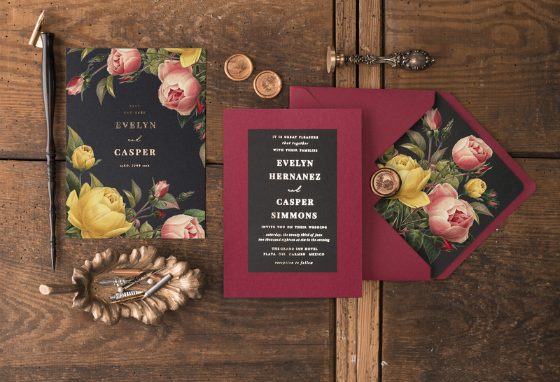 Luxory Gold Wedding invitations  , Vintage wedding invitation suite , mauve burgundy wedding cards-1