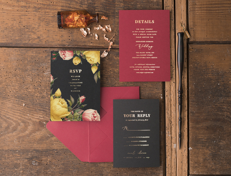 Luxory Gold Wedding invitations  , Vintage wedding invitation suite , mauve burgundy wedding cards-15