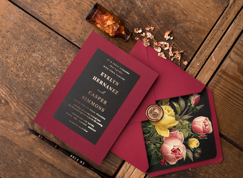 Luxory Gold Wedding invitations  , Vintage wedding invitation suite , mauve burgundy wedding cards-16
