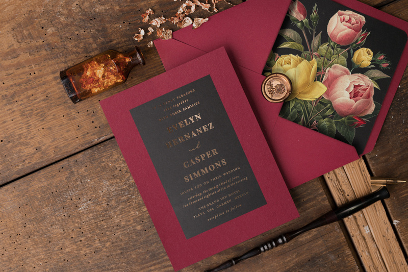 Luxory Gold Wedding invitations  , Vintage wedding invitation suite , mauve burgundy wedding cards-5