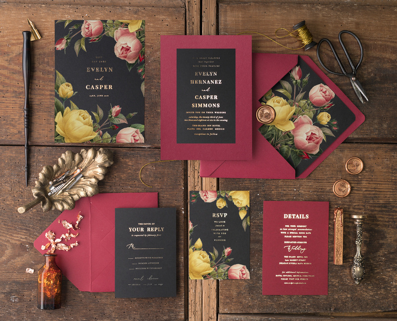 Luxory Gold Wedding invitations  , Vintage wedding invitation suite , mauve burgundy wedding cards-0