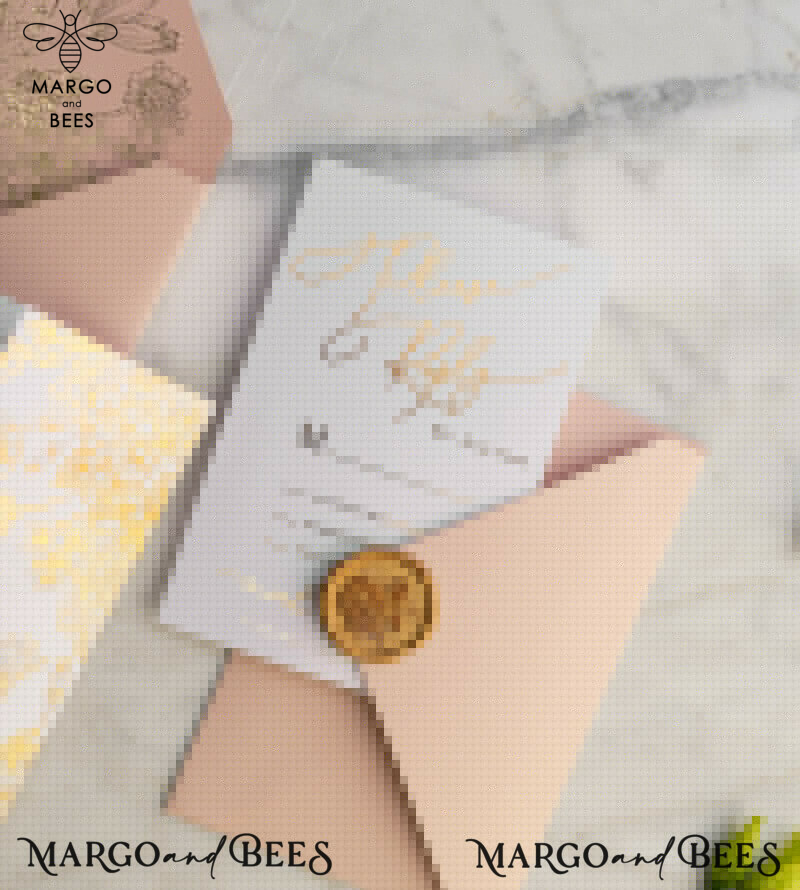 Elegant Arabic Golden Wedding Invitations with Glamour Gold Foil and Romantic Blush Pink, Exquisite Bespoke Indian Wedding Stationery-26