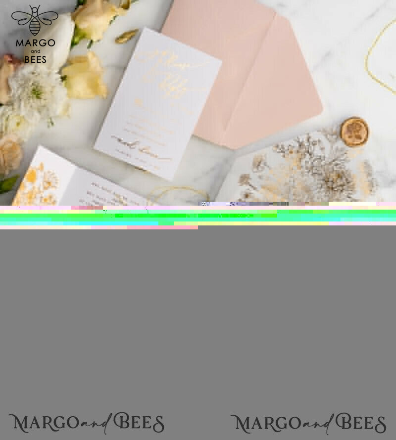 Rose Gold Luxury Wedding Invitations PocketFold  Glitter Invites , Vellum Envelope and Blush Pink Tag -35