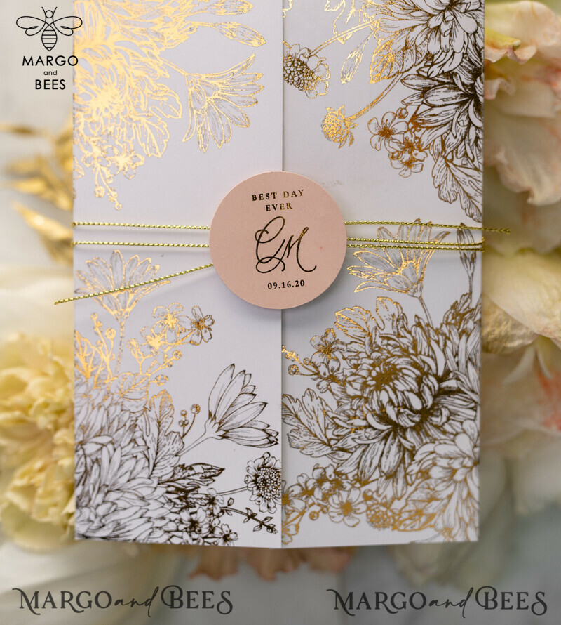 Elegant Luxury Arabic Golden Wedding Invitations with Glamour Gold Foil and Romantic Blush Pink Design: Bespoke Indian Wedding Stationery-3